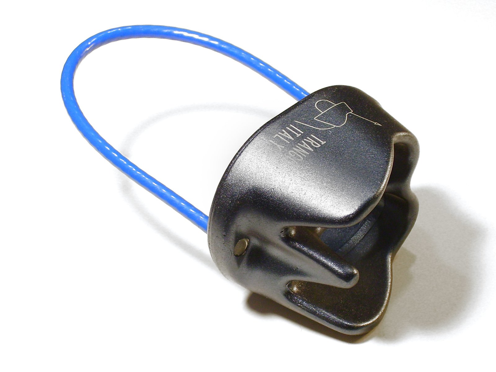 a blue rubber padlock for a watch