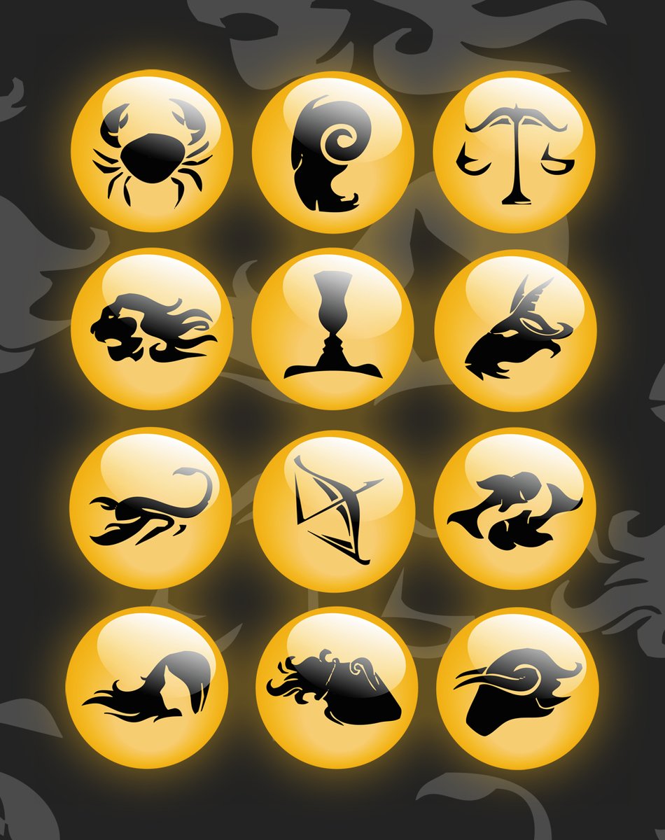 zodiac signs and symbols on a yellow ball