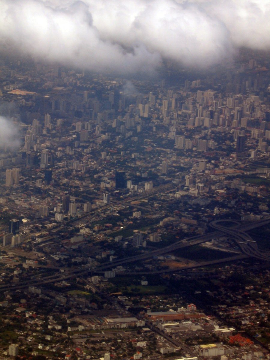 the view from the air of some very large city