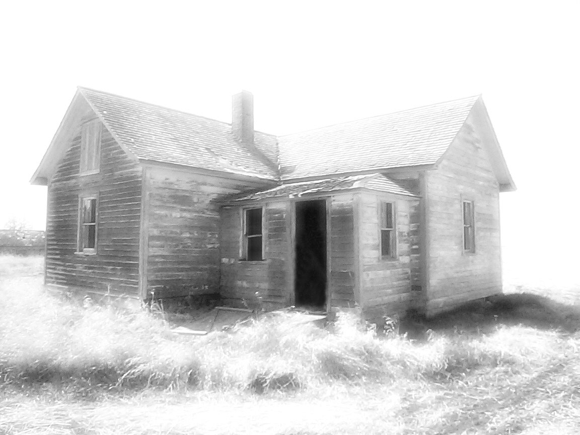 black and white pograph of an old house