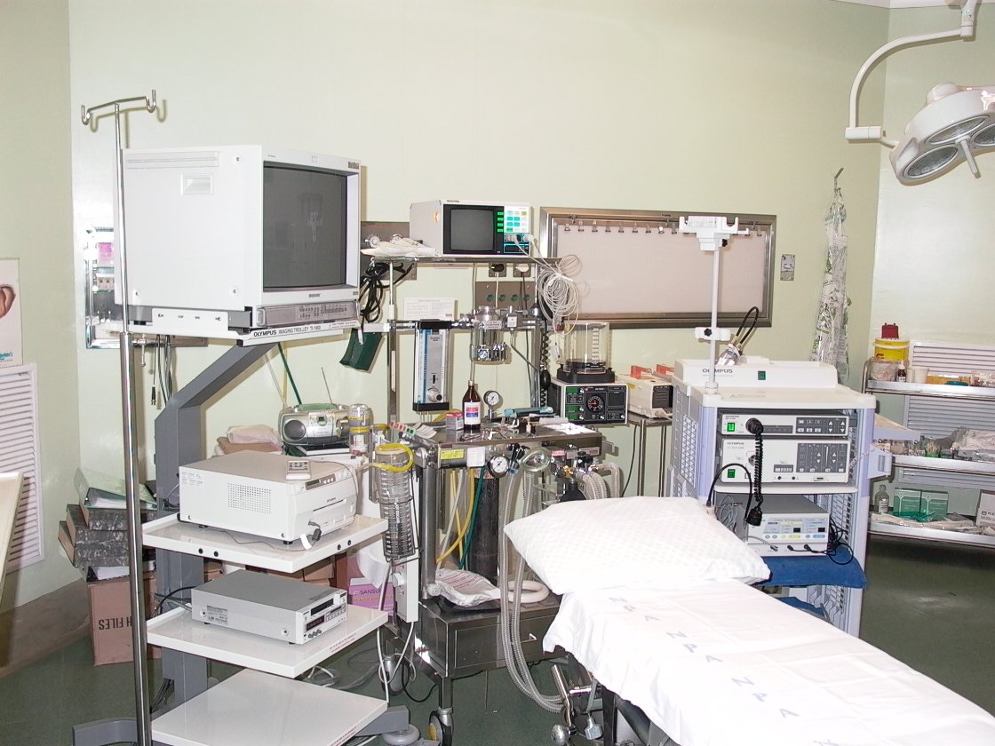 this room has several medical equipment on each desk