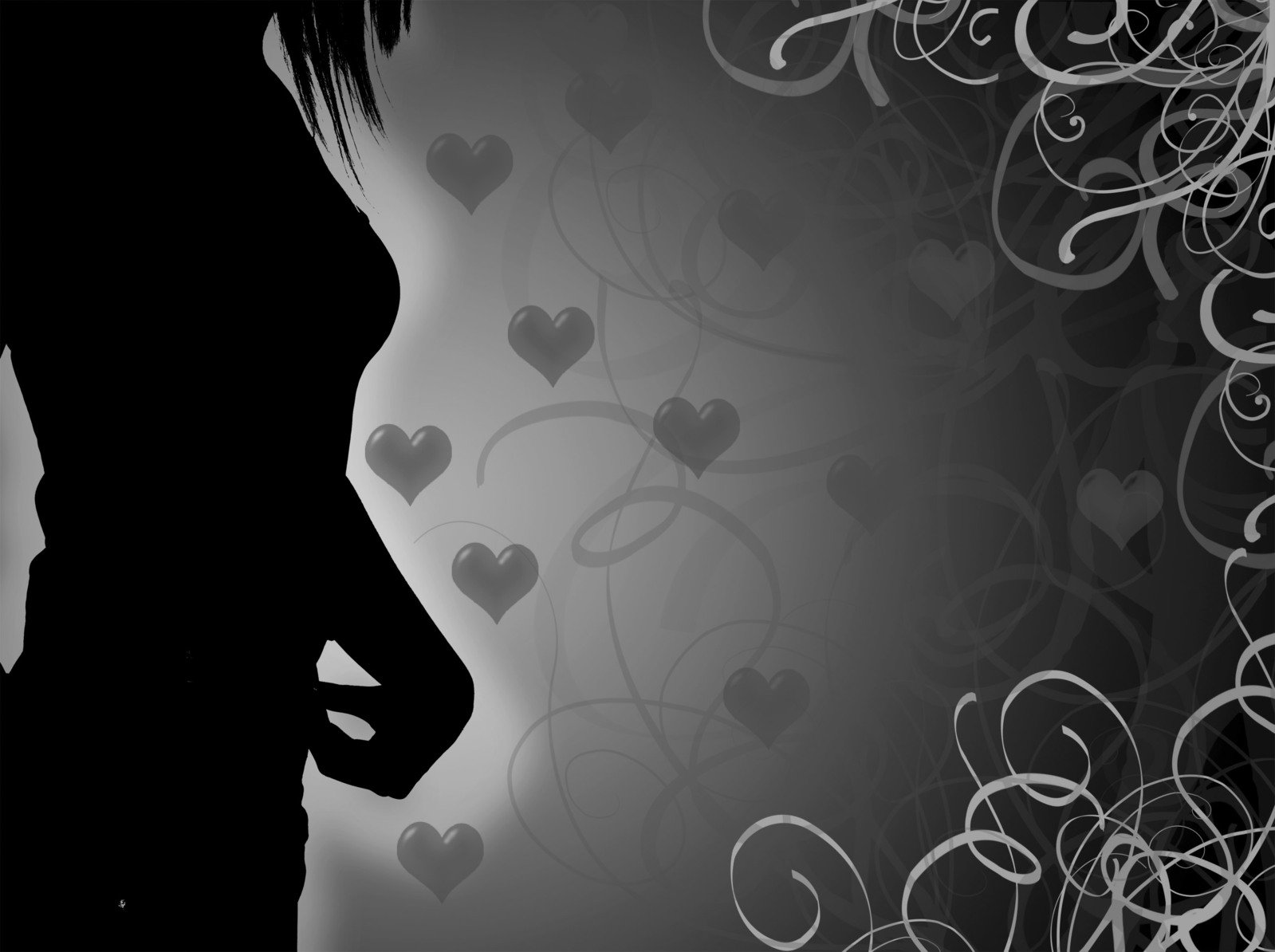 a black and white background with hearts for a female