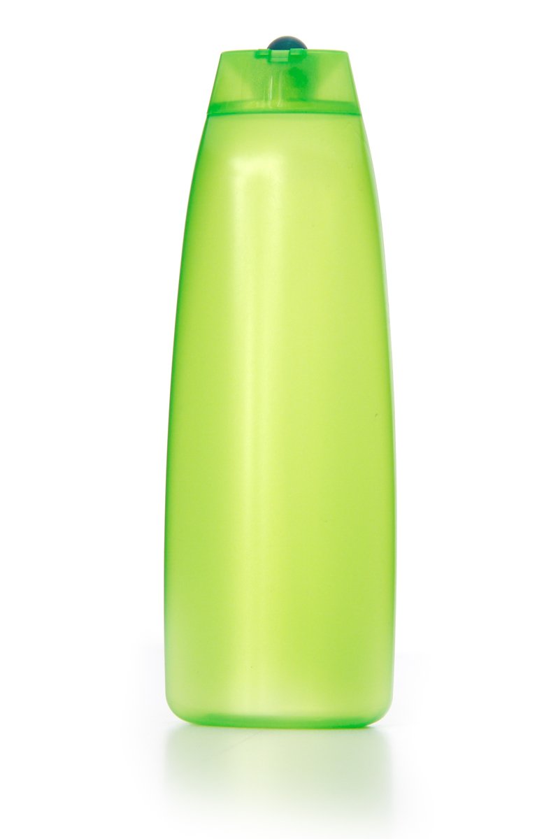 a green bottle of water that is facing forward