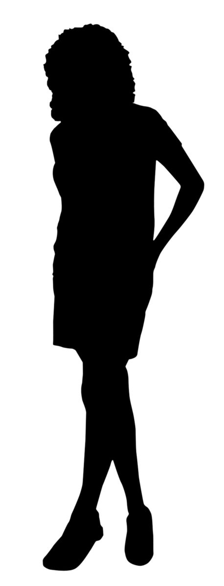 the silhouette of a  in a short dress