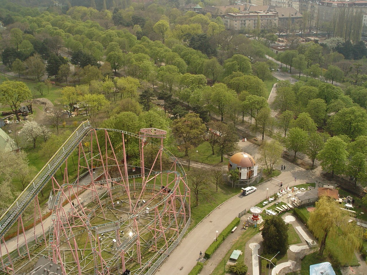 an aerial view of a ride that is being built