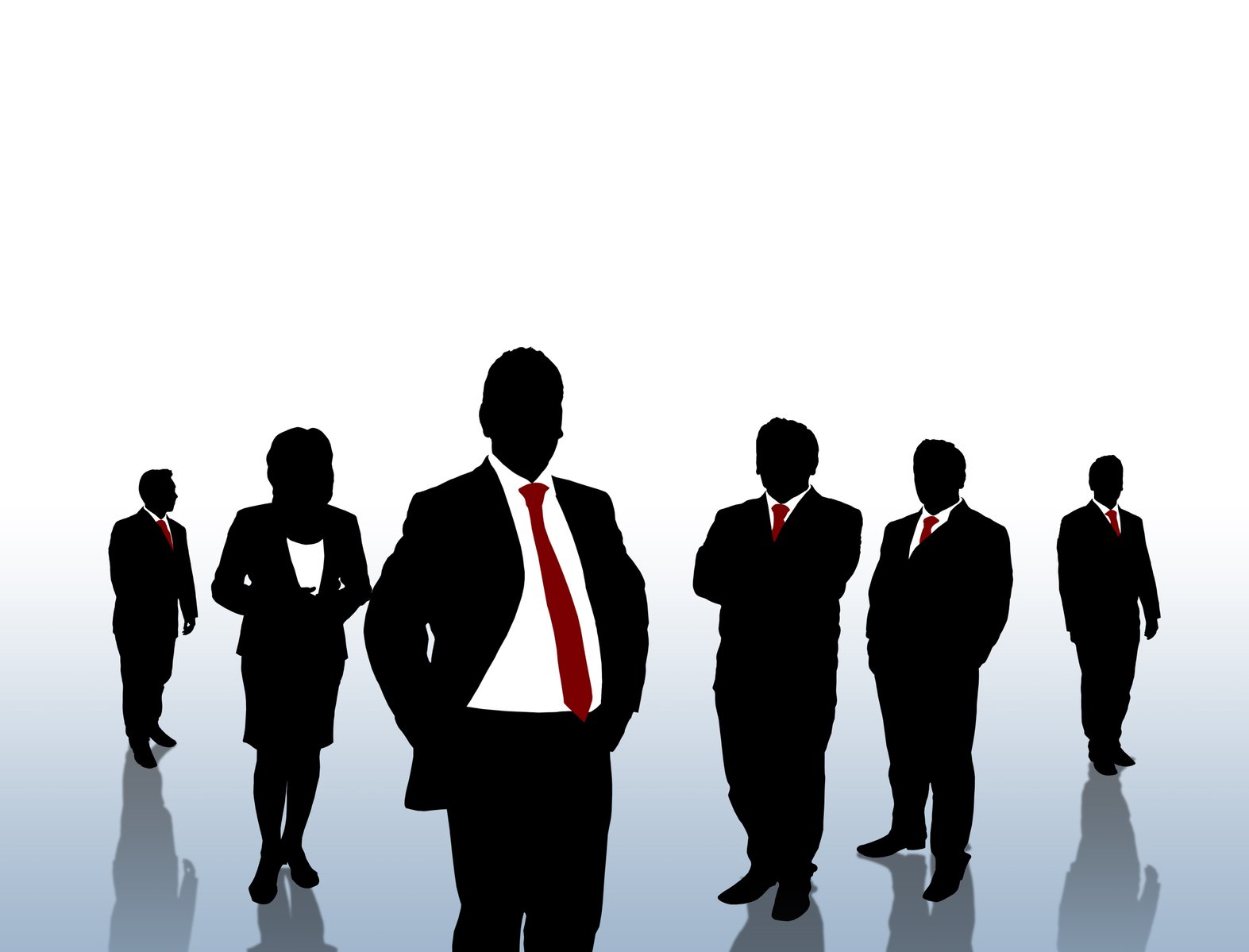 silhouettes of different people dressed in business attire