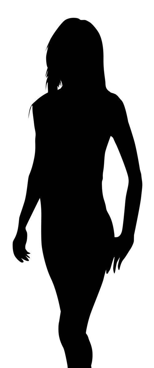 a girl silhouette in the shape of a squating pose