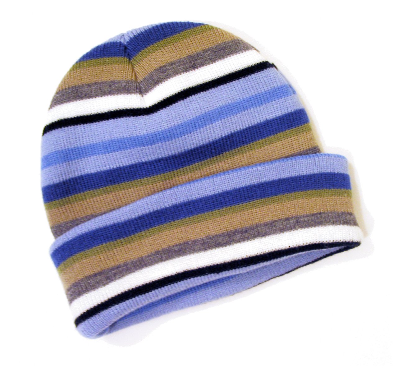 a striped beanie on a white background