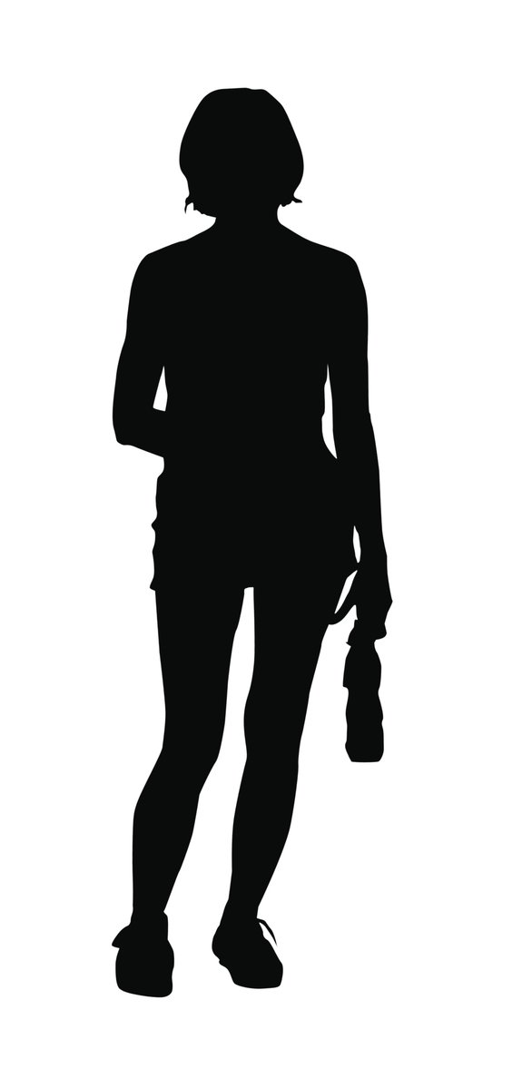 a black and white silhouette of a man with tools