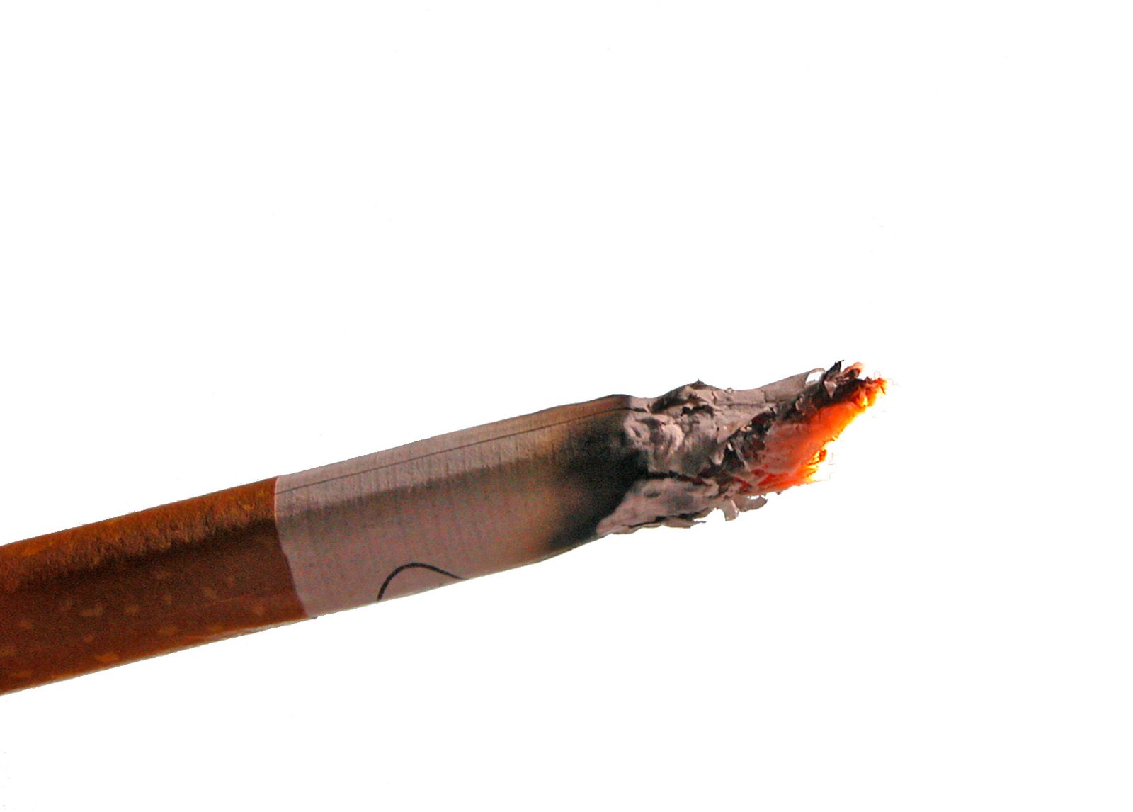 an image of a burnt cigarette that is in the smoke
