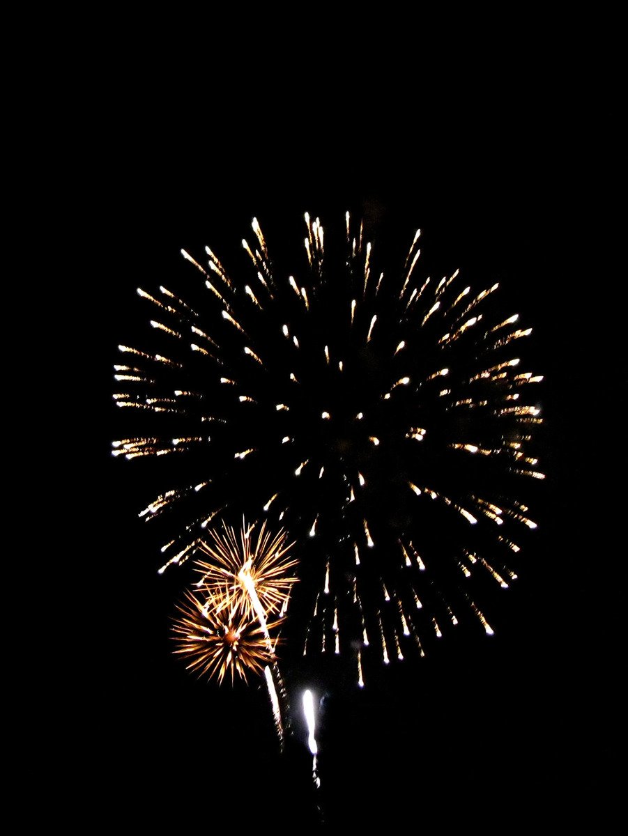 fireworks in the dark sky with no flash or visible light