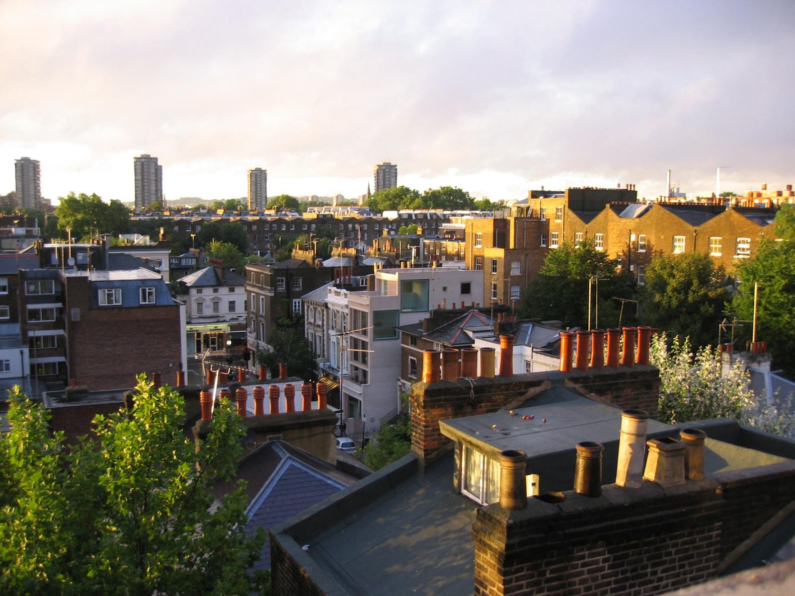 the view over some of the roofs of houses