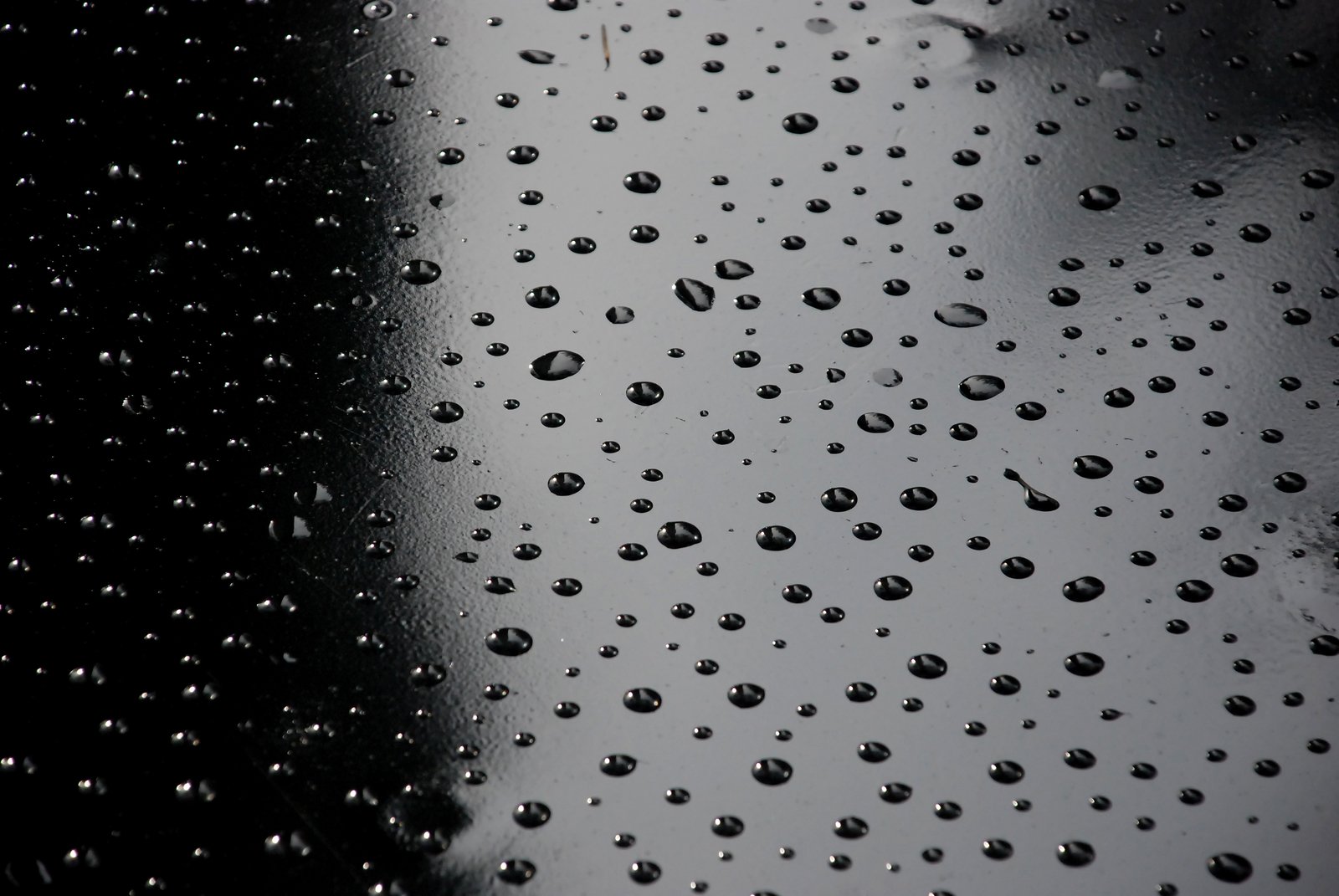 drops of water on a black surface