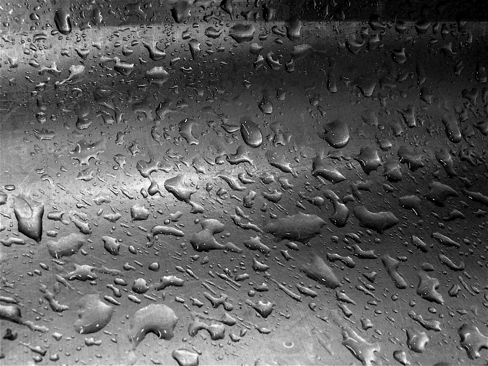 black and white pograph of water droplets on a window