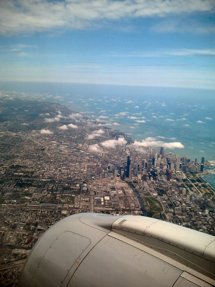 view of a city from an airplane window