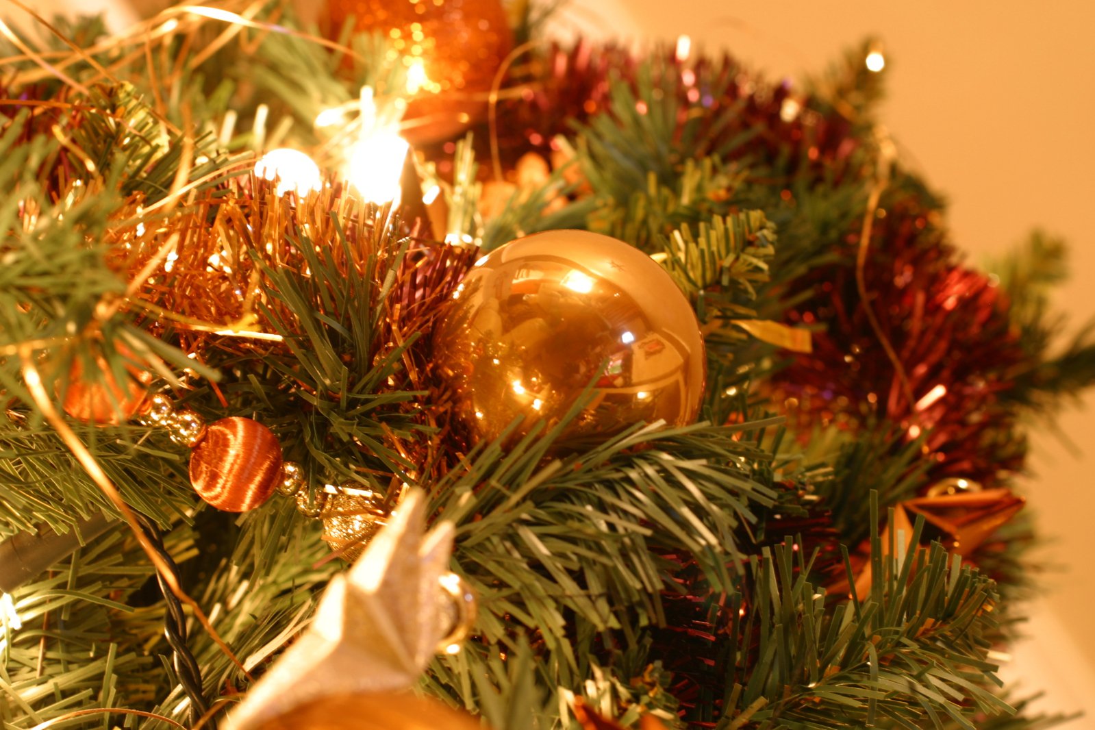 an image of ornaments and christmas wreath