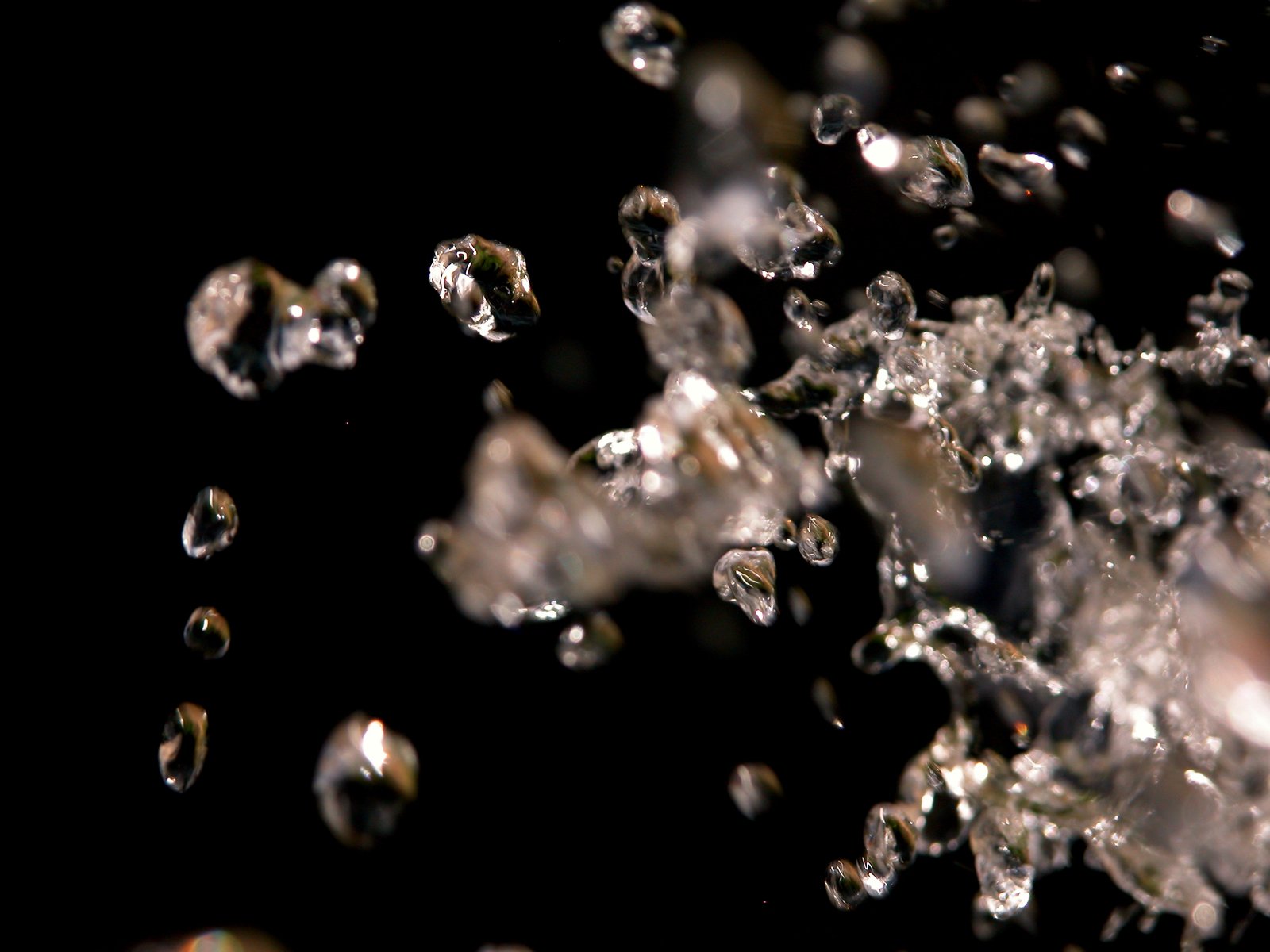 a group of bubbles floating and falling off of the water