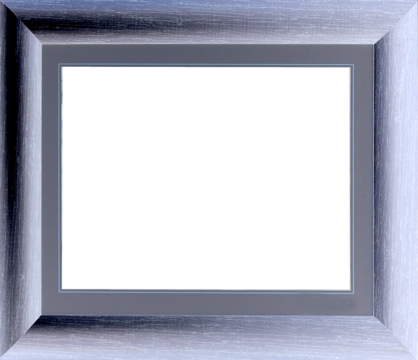 an open square in a picture frame, painted silver