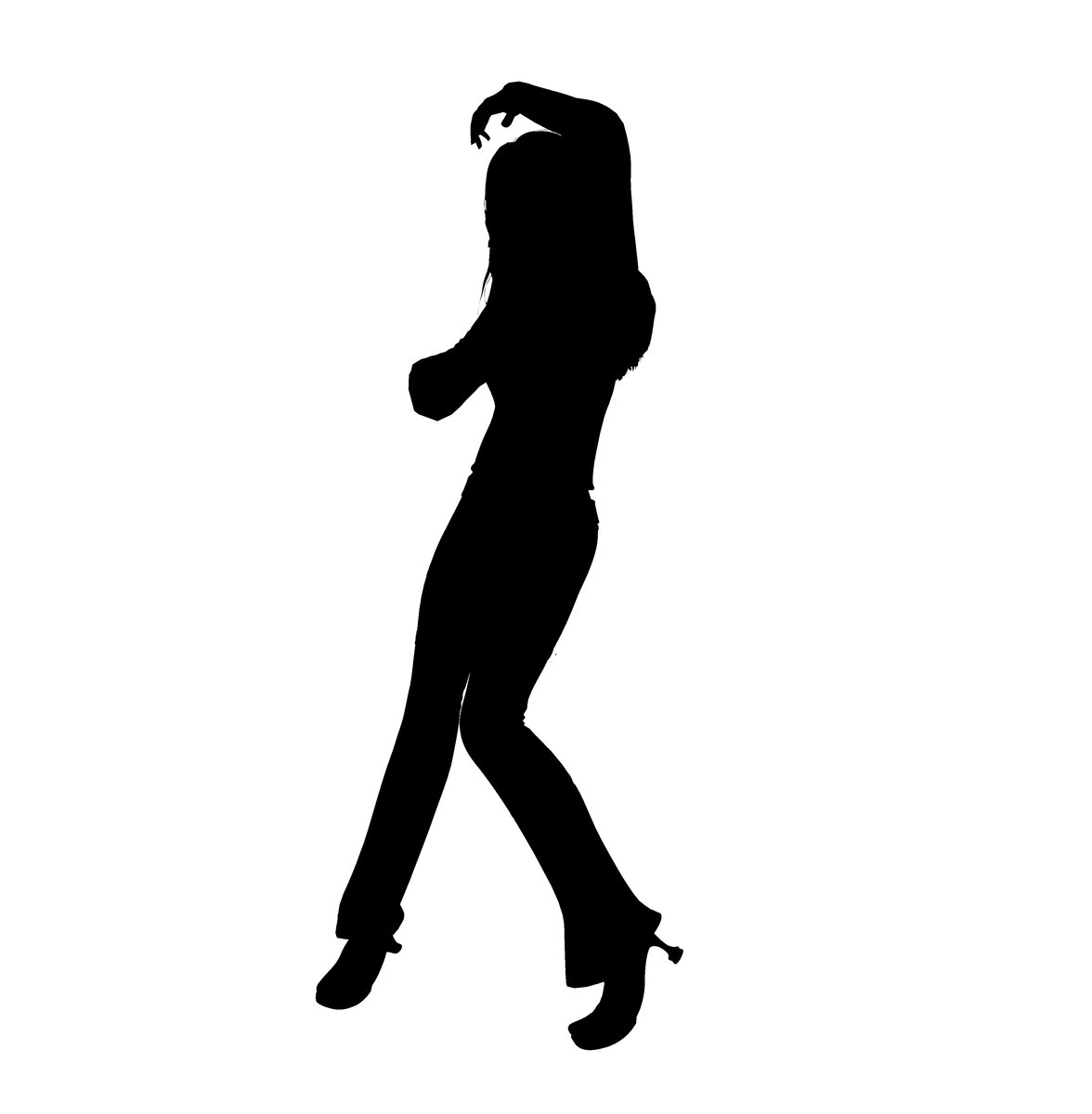 woman walking silhouette with hat and dress on