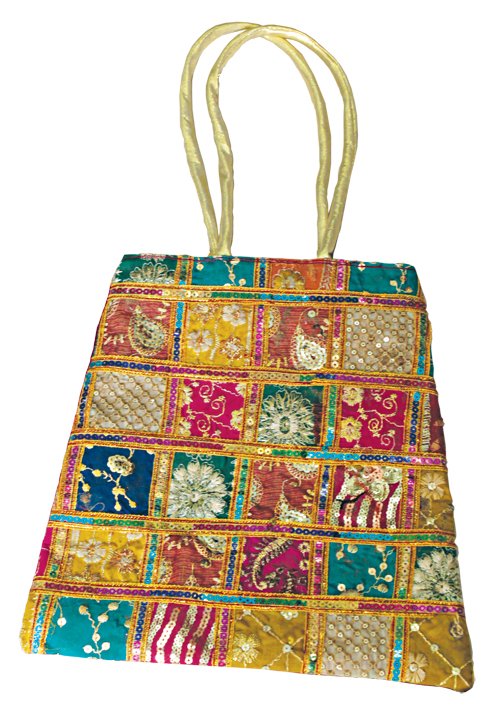 an unusual colored tote bag with handles