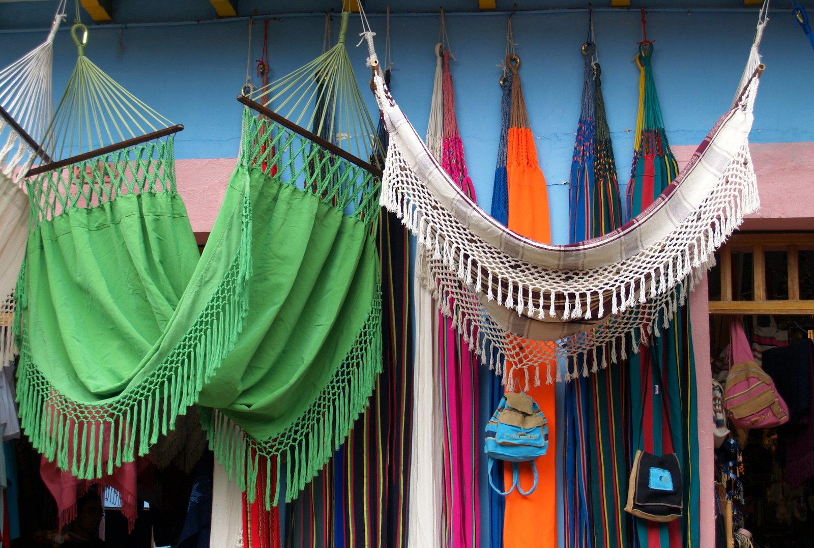 hammock and net hanging up on a wall
