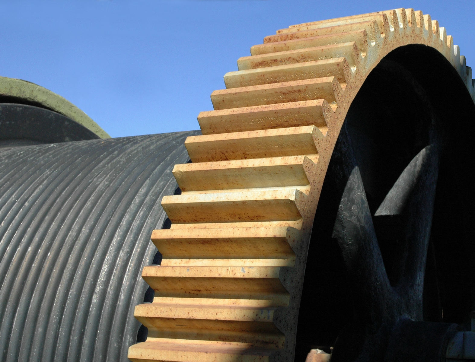 the large metal object has been made from wood