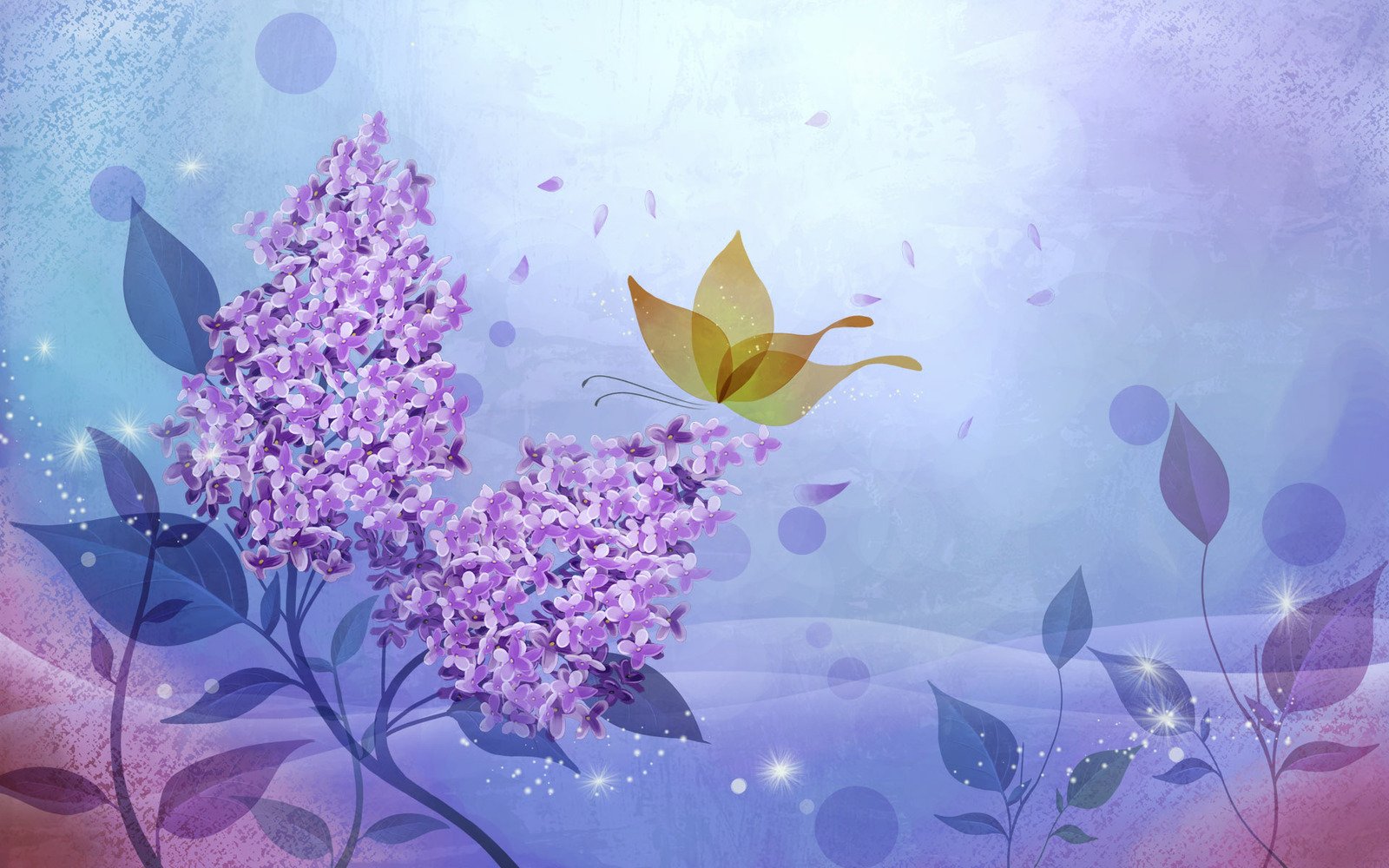 the lilac and leaves painting is made to look like an image