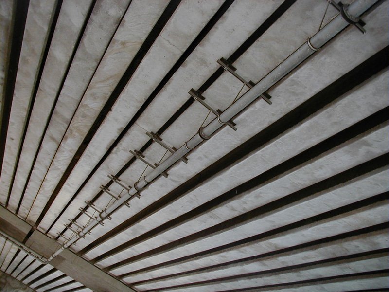 this is a ceiling with a wood beam