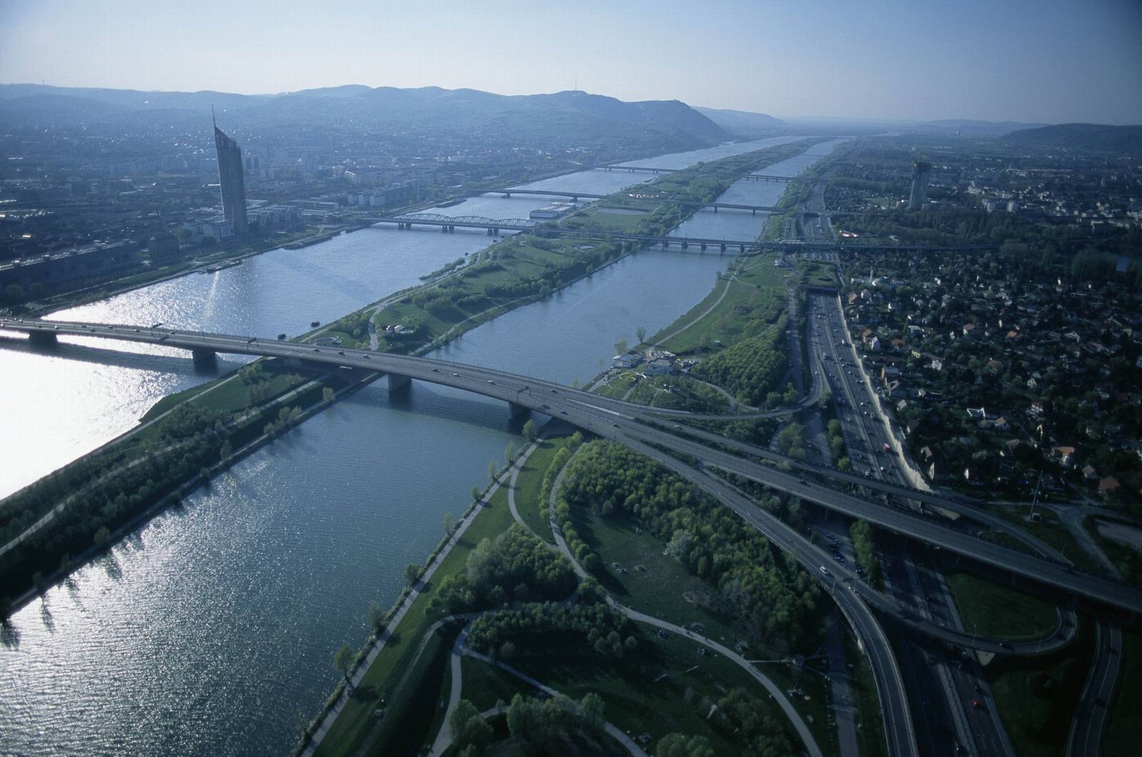 a highway with some bridges crossing over it