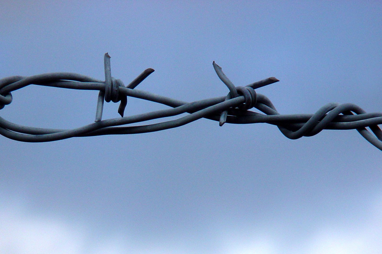 a barbed wire with the sky in the background