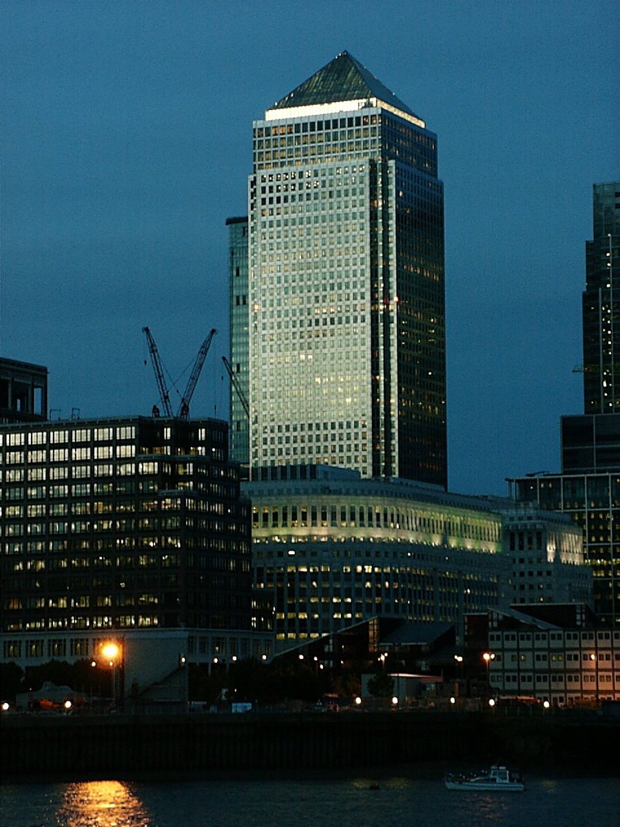 a night view of a very tall building