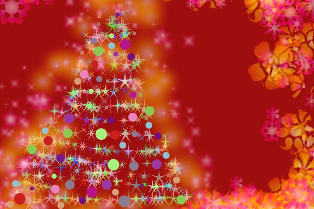 an abstract christmas tree with different color lights