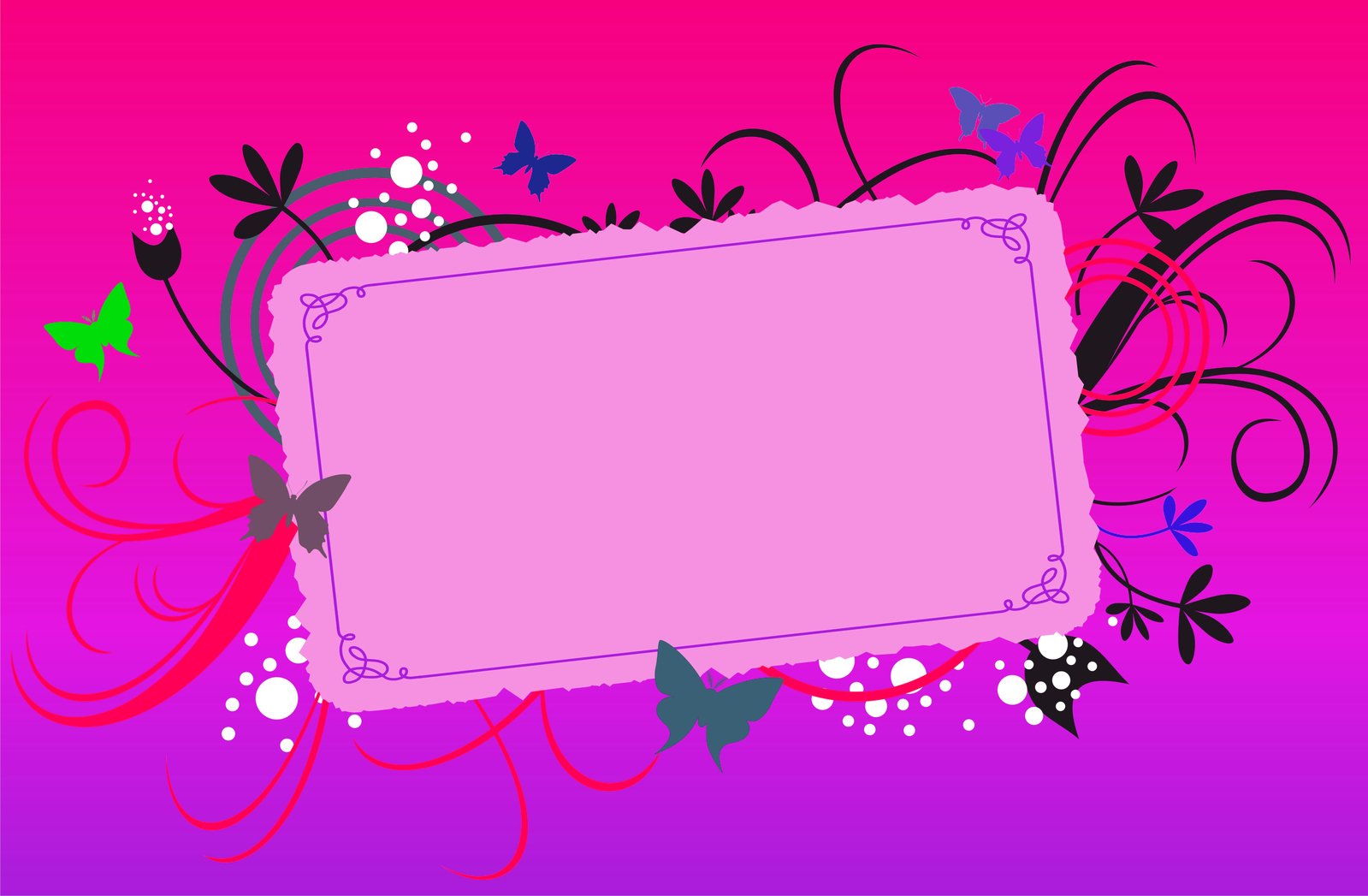 a decorative purple, pink and green po frame