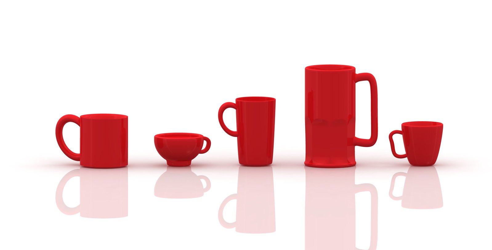 a red pitcher and three glasses on top of a table