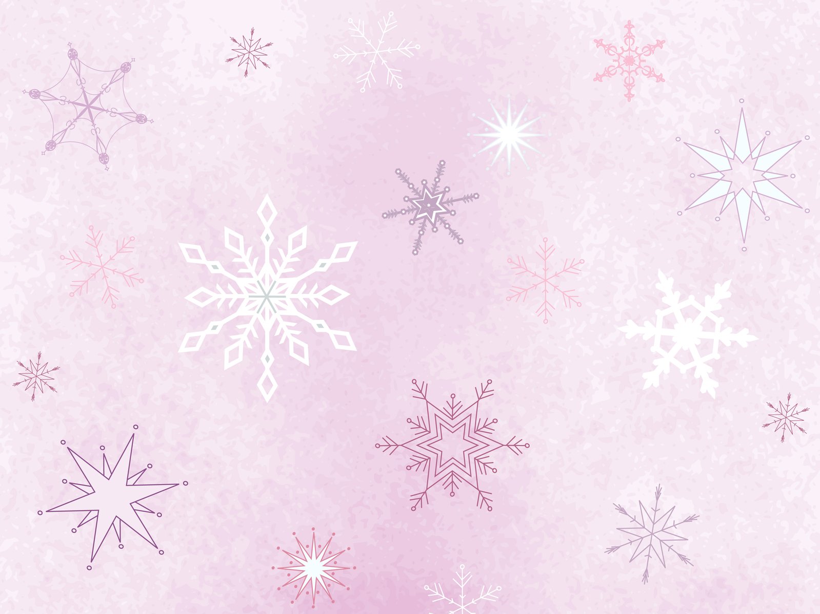 many snowflakes are floating on a light pink background