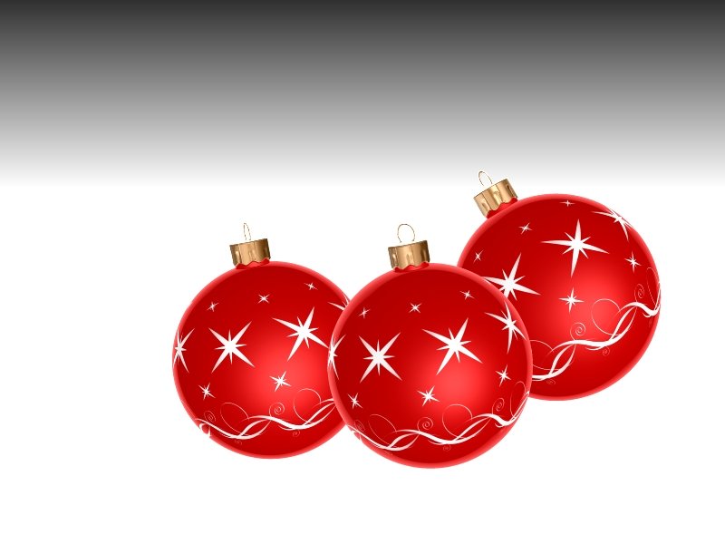 three red christmas baubles are next to each other