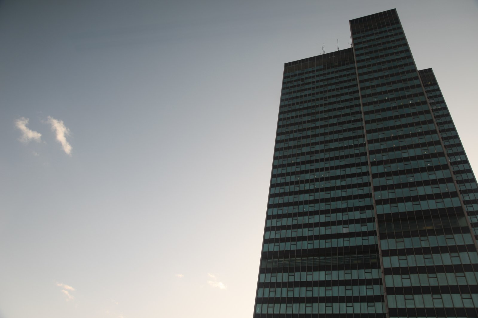 the tower on the building has several floors