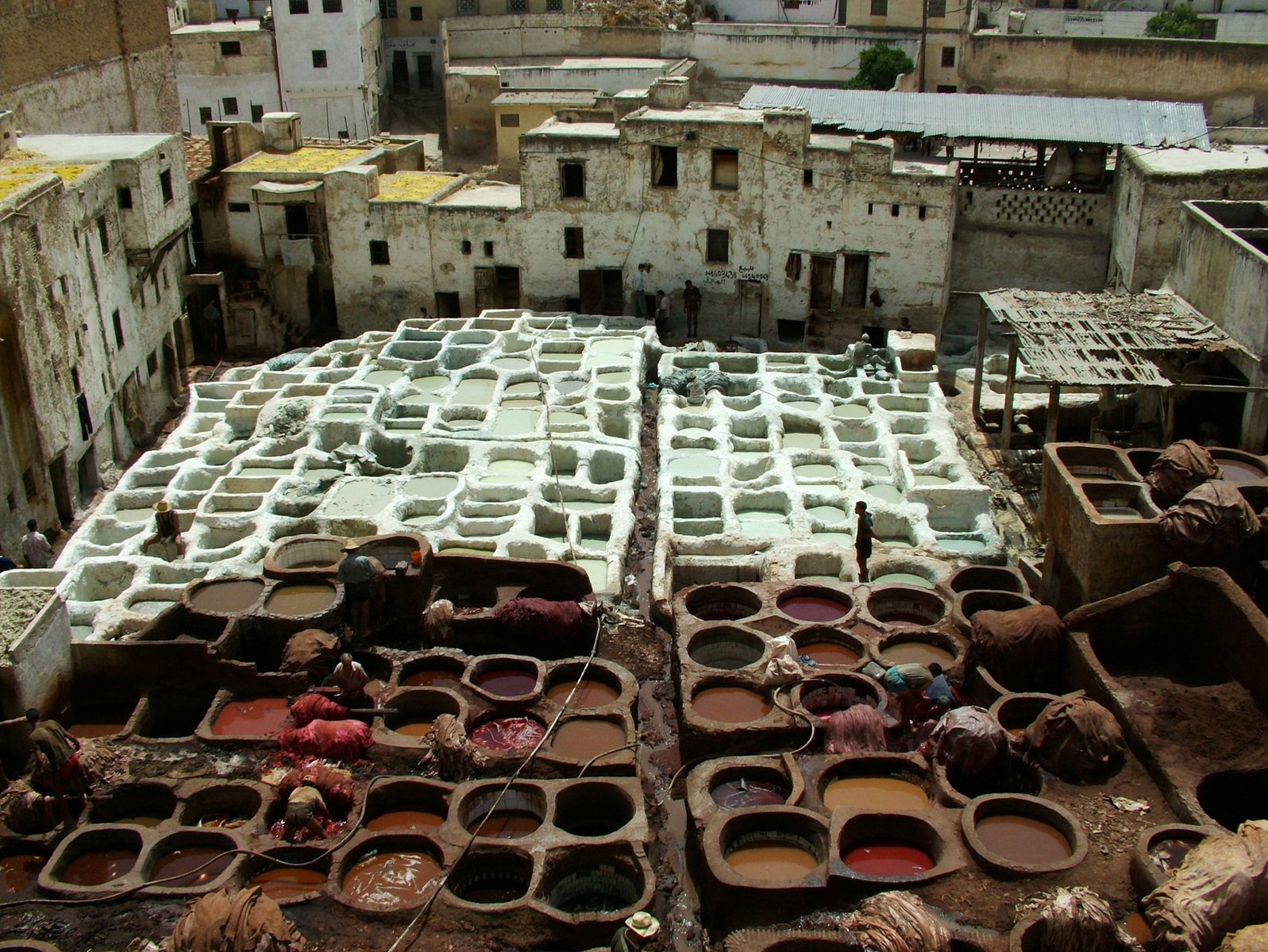 an overhead view of a small group of clay pots