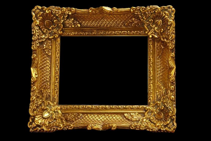 a gold frame is shown in the black background