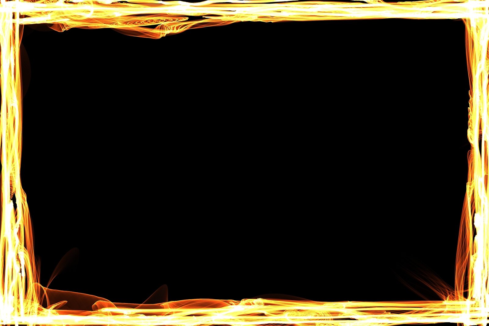 a yellow frame with fire streaks in it