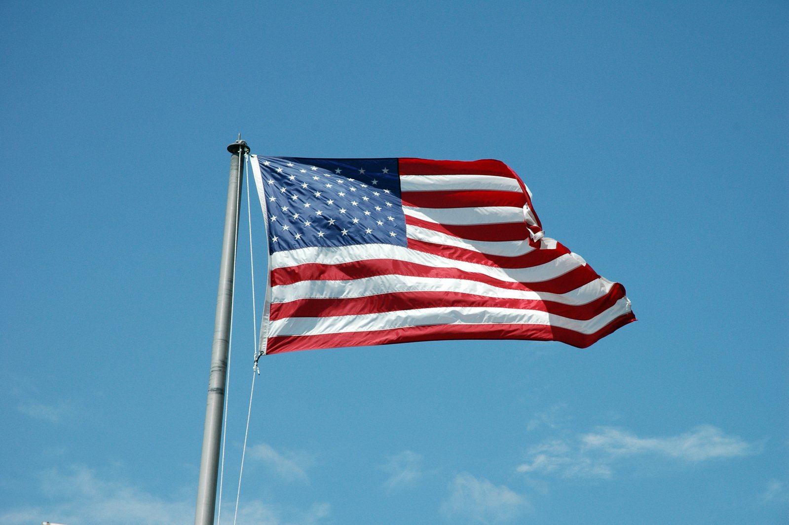 a flag in the wind on a pole