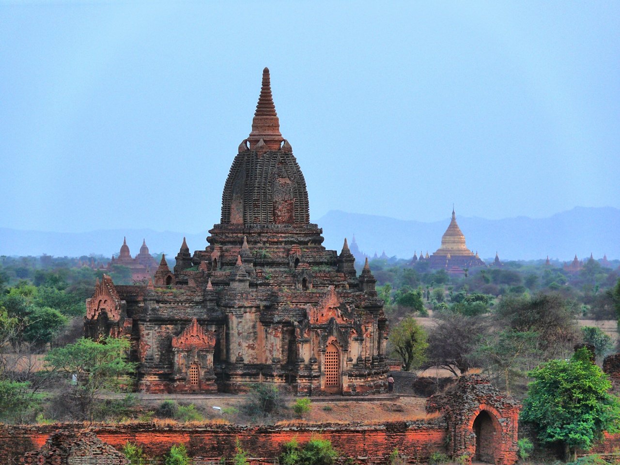 an old indian temple located in the countryside