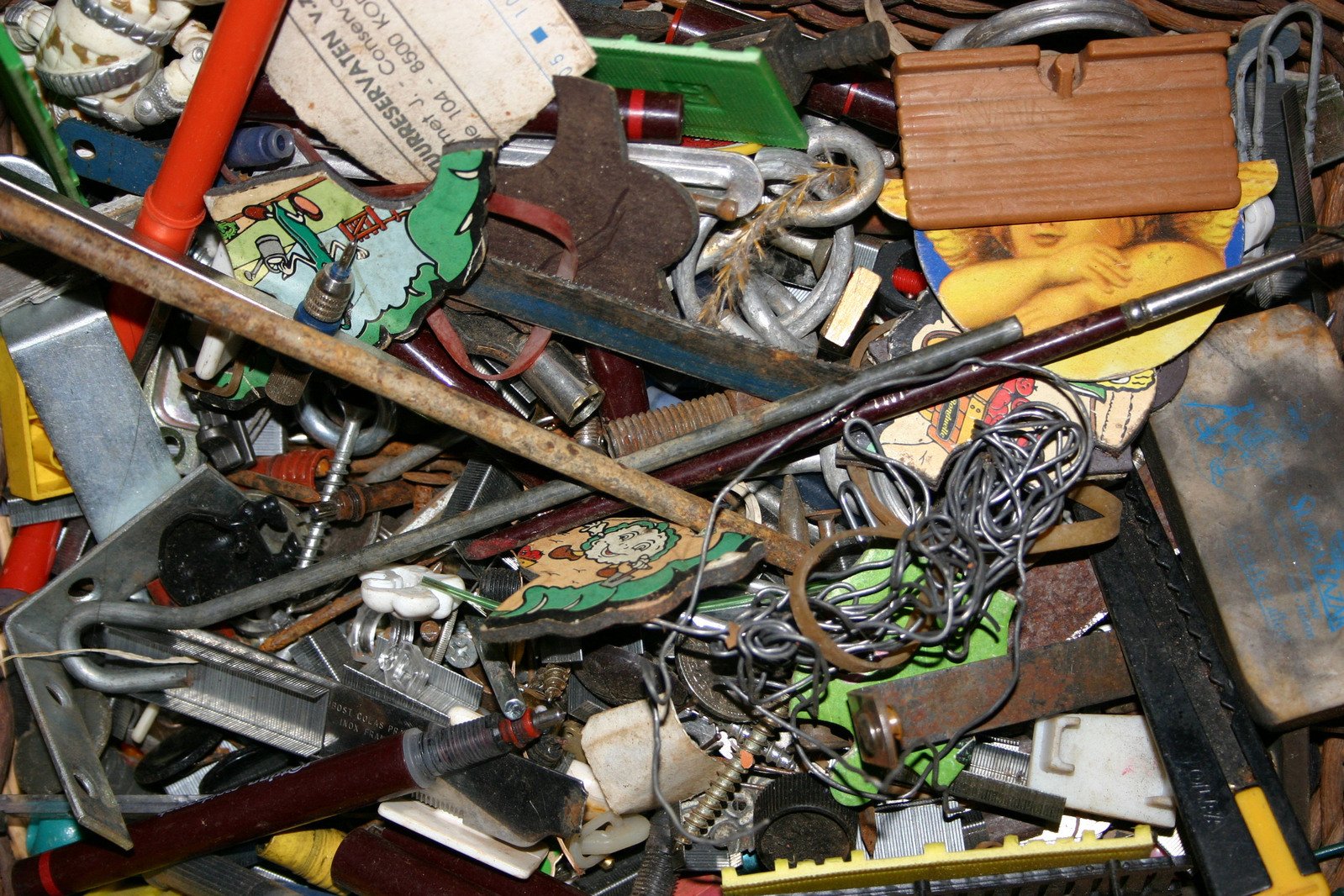 a pile of various items on top of each other