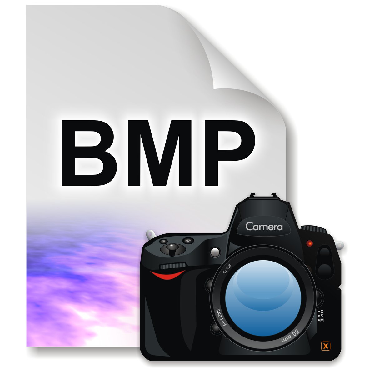 a camera and a dvd are in the shape of a bmp sign