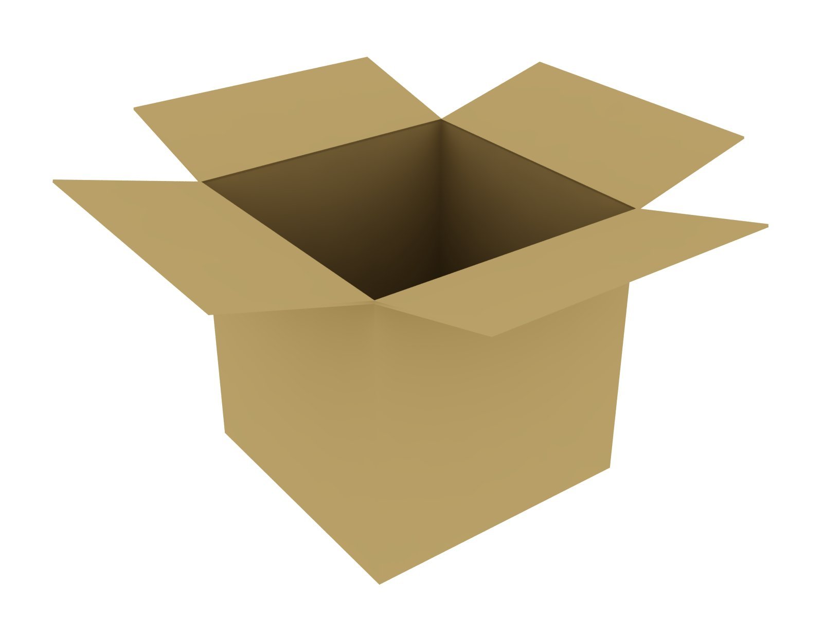 an open cardboard box on a white background