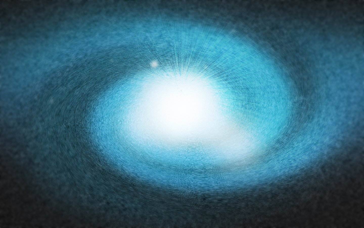 a view into a blue ring, with a light at the bottom
