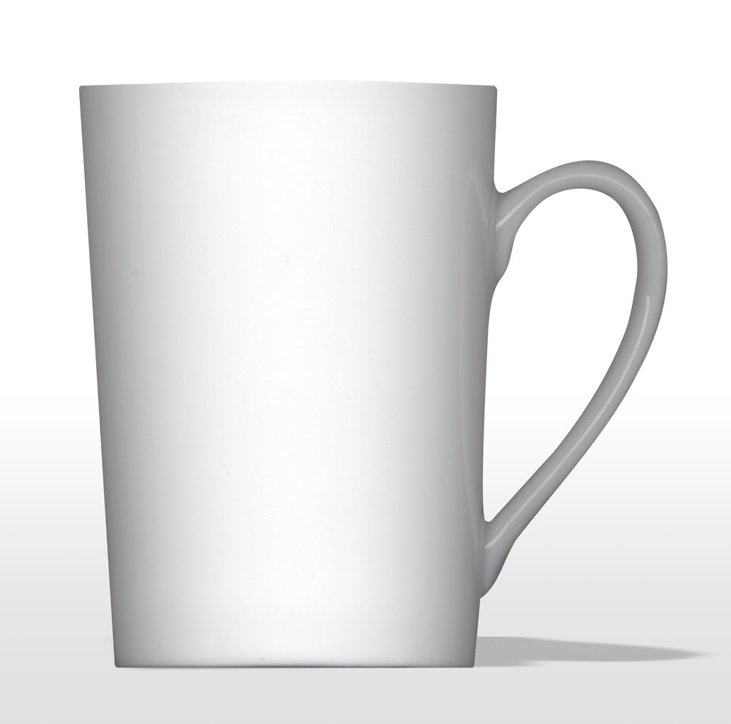 a white cup with one corner missing
