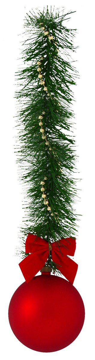 a christmas ornament with a red bow and evergreen