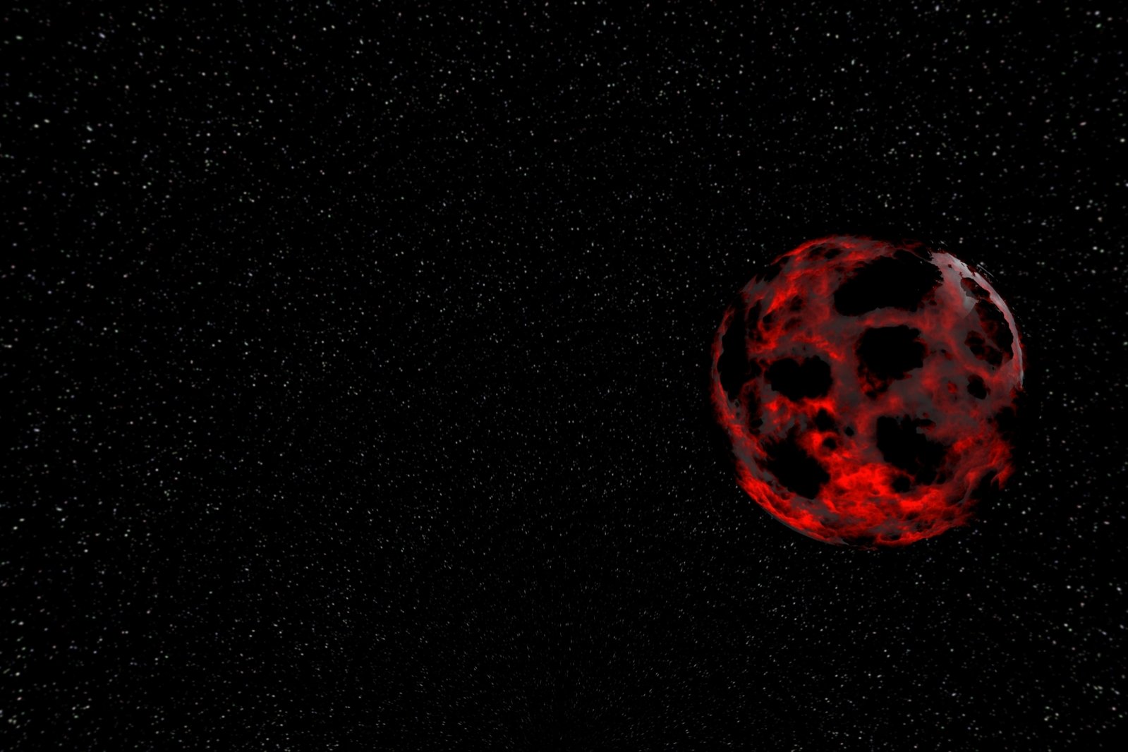 an image of a space scene in red