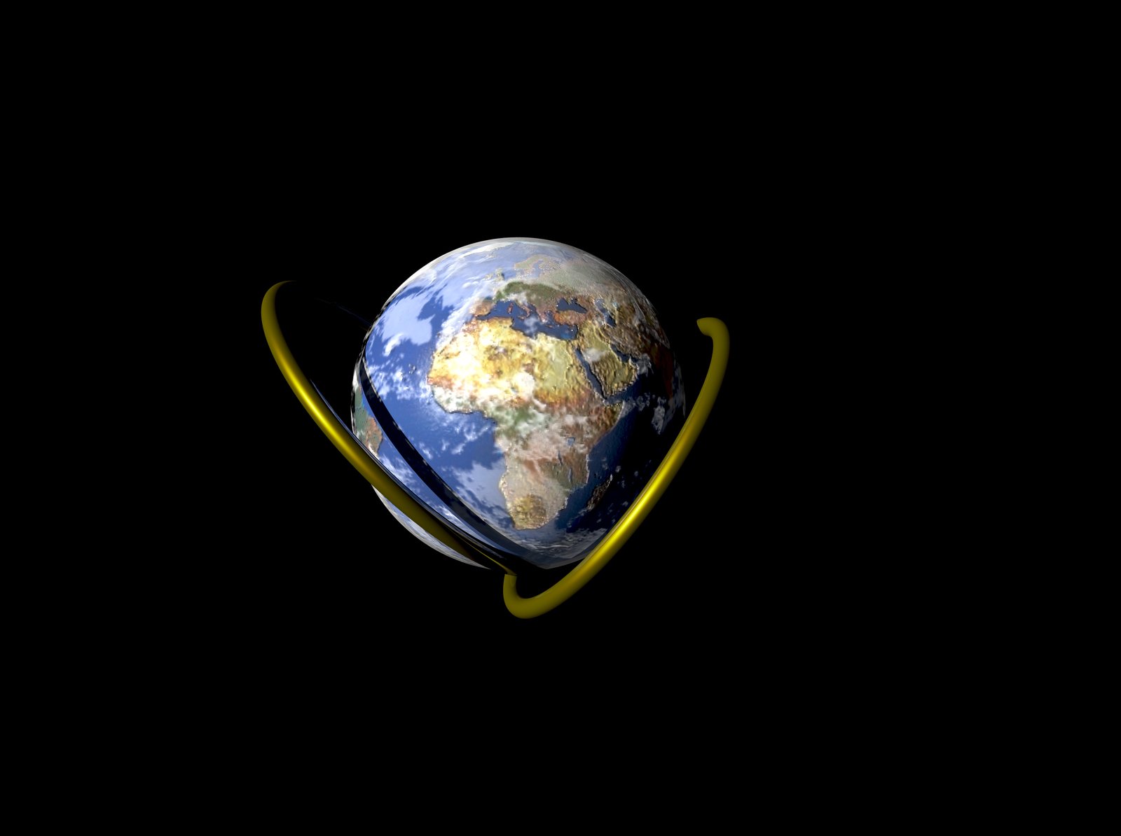 the earth on a metal object with a black background